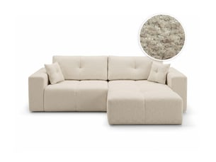 Canapé d'angle réversible convertible LOUNGITUDE CELINE 4 places Tissu bouclette Beige