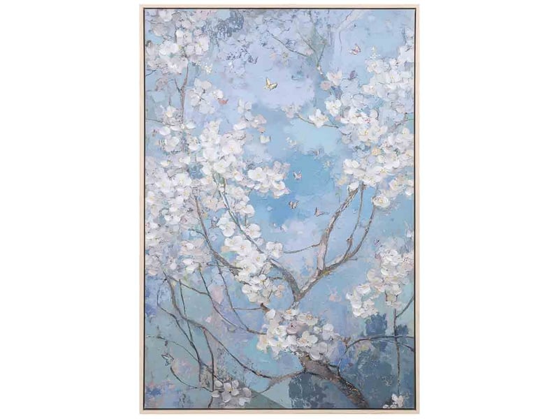  Tableau peint à la main avec cadre en bois bleu 83x4x123h cm  - Conforama B