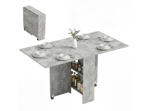 Table pliante en bois à roulettes pour 4 à 6 personnes, 75 x 140 x 74 cm, grise