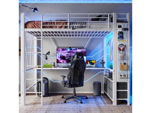 Lit mezzanine 90x200 cm <strong>MERAX</strong>  <strong>lit enfant blanc</strong> coloris blanc