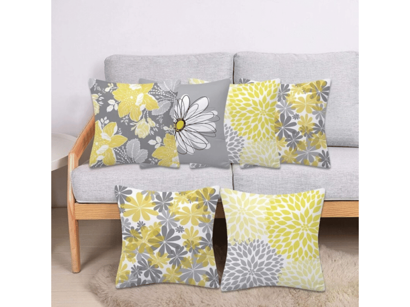  Lot de 4 housse coussin, fleur taie d'oreiller pour canapé maison salon chambre décoration d'intérieur 45 x 45 cm daisy - 45 x 45 cm, jaune  - Conforama C