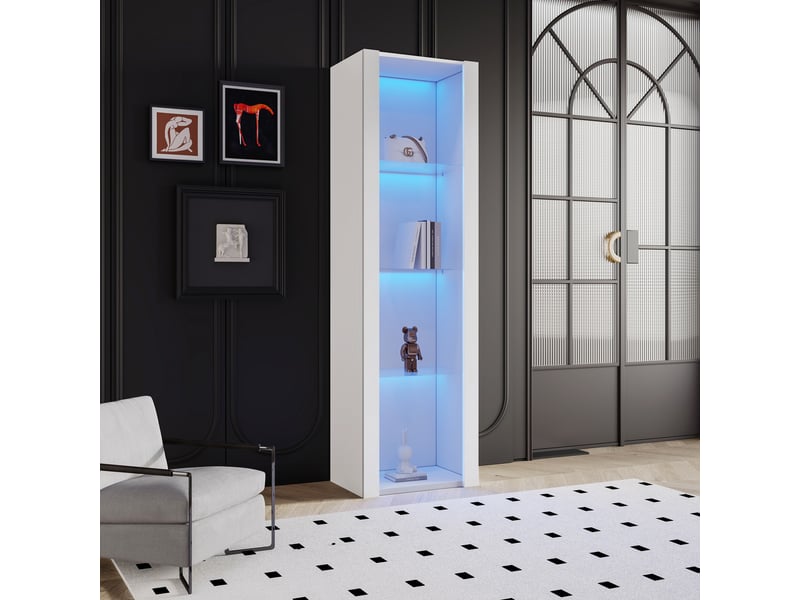  Vitrine d'exposition - connectée - éclairage led - 3 étagères en verre - design moderne 166cm  - Conforama W