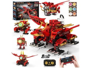 Robot dragon rc 5 en 1 354 pieces avec leds yeux app controle
