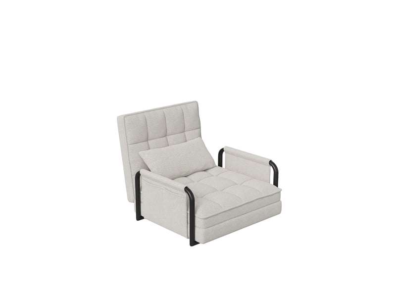  Fauteuil canapé-lit convertible 1-place - blanc crème beige - 180 x 82 cm - meuble salon et chambre d'amis, réglable sur 5 niveaux  - Conforama A