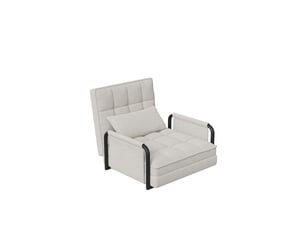 Fauteuil canapé-lit convertible 1-place - blanc crème beige - 180 x 82 cm - meuble salon et chambre d'amis, réglable sur 5 niveaux