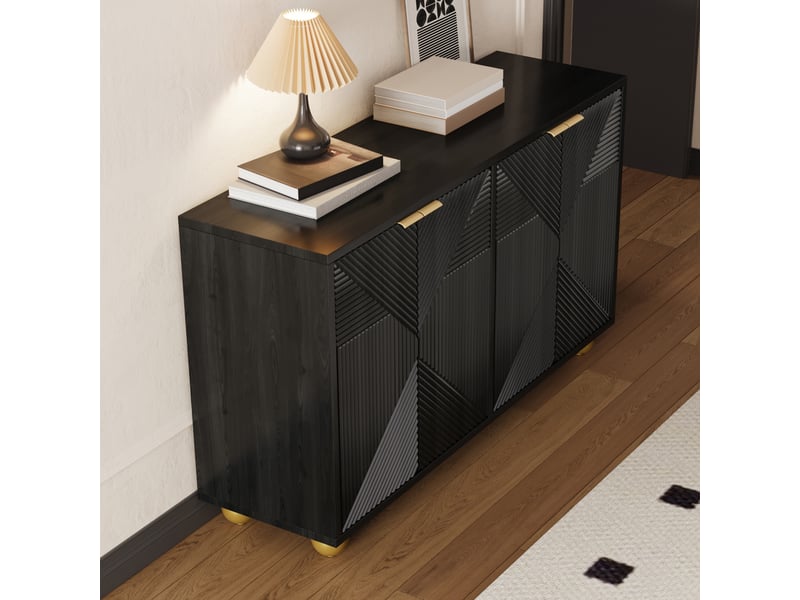  Meuble de cuisine muvano noir 4 portes, buffet en mdf 120 cm  - Conforama E