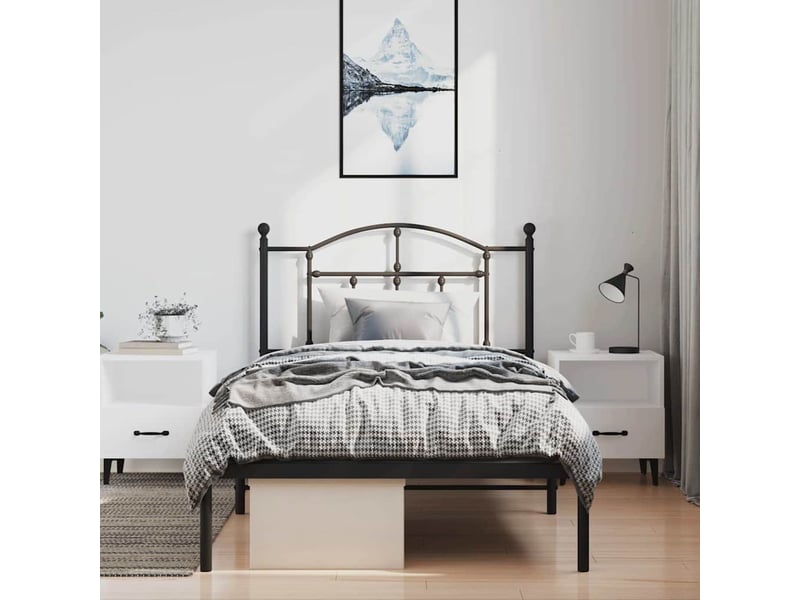  Lit simple- lit adulte -  cadre de lit métal sans matelas avec tête de lit noir 100x200cm  - Conforama C