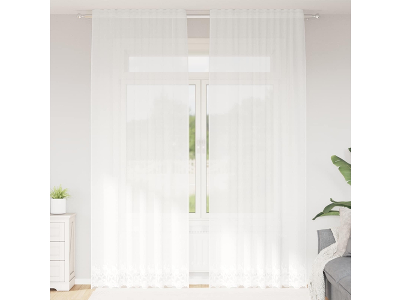 Rideau en dentelle, rideau ajouré, voilage blanc 260 x 150 cm polyester cf43763 - Conforama B