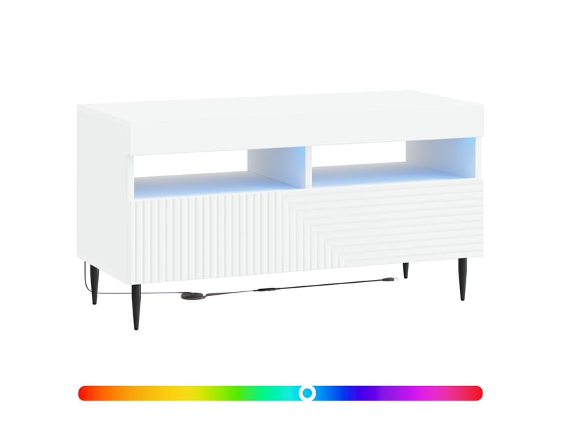  Meuble tv - banc tv - meuble de rangement led blanc bois d'ingénierie  - Conforama C