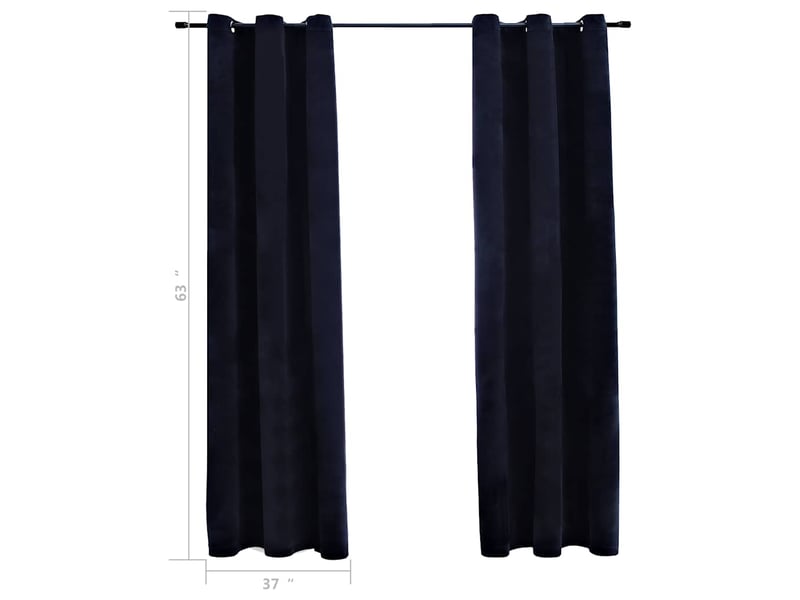  Lot de 2 rideaux occultants, rideaux black-out et anneaux noir 94x160 cm velours cf44909  - Conforama E
