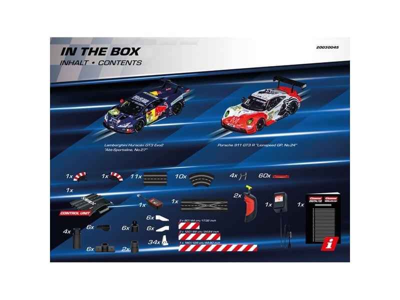  Circuit slot digital 1:32 carrera digital 132 full throttle 2 voitures gt boucle et changement de voie 20030045 - Conforama C