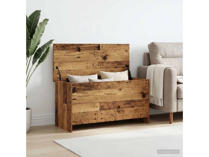  Coffre de rangement avec stockage bois ancien 100x40x50 cm  - Conforama D