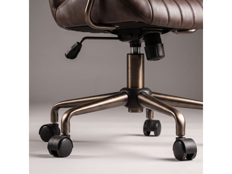  Havana - fauteuil de bureau 45 x 92 x 37 cm, style industriel chic, en similicuir avec piètement étoile en bronze brossé  - Conforama D