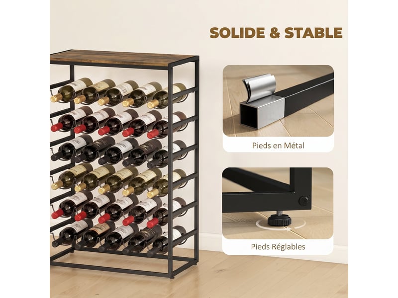  Casier à bouteilles pour 30 bouteilles, étagère à vin avec 6 niveaux, style industriel, brun rustique, 59x30x88,5cm  - Conforama R