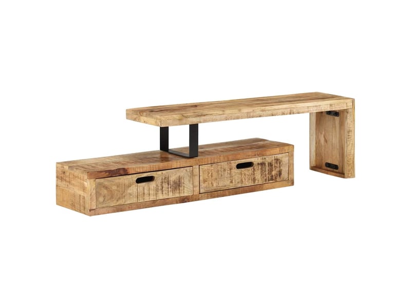  Meuble tv - banc tv - meuble de rangement (118-200) x 30 x 40 cm en bois massif de manguier  - Conforama B
