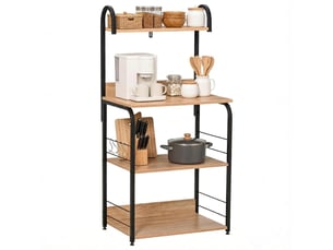 Étagère de cuisine multifonction avec crochets, plusieurs niveaux de rangement, meuble sur pied moderne