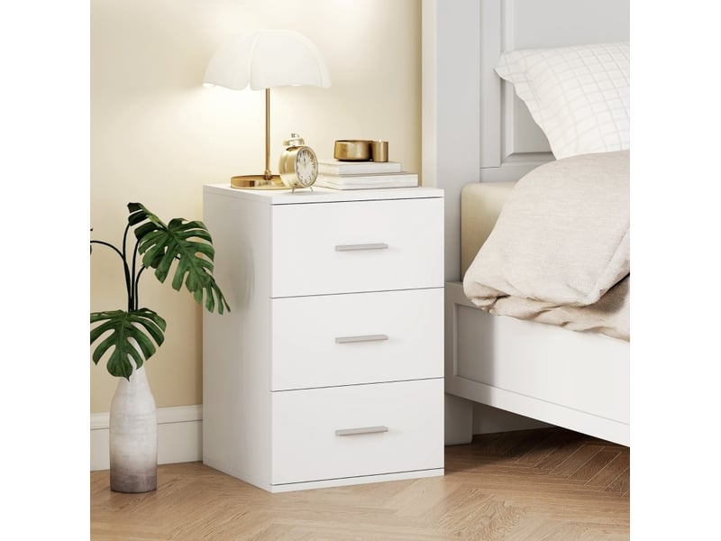  Table de chevet 40x35x60 cm 3 tiroirs mdf blanc  - Conforama B