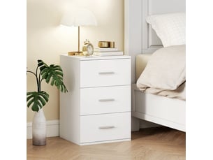 Table de chevet 40x35x60 cm 3 tiroirs mdf blanc