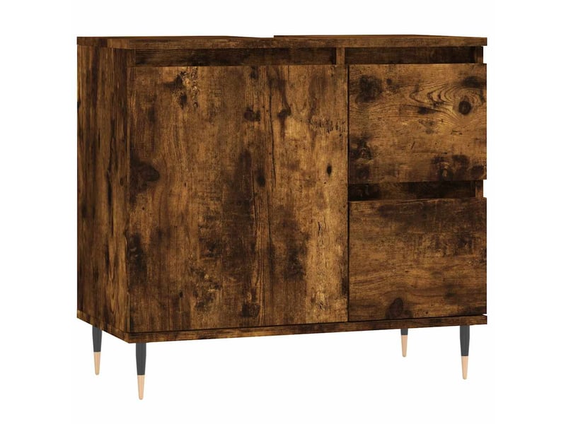  Amoire de salle de bain chêne fumé 65x33x60cm bois d'ingénierie shl1224  - Conforama A