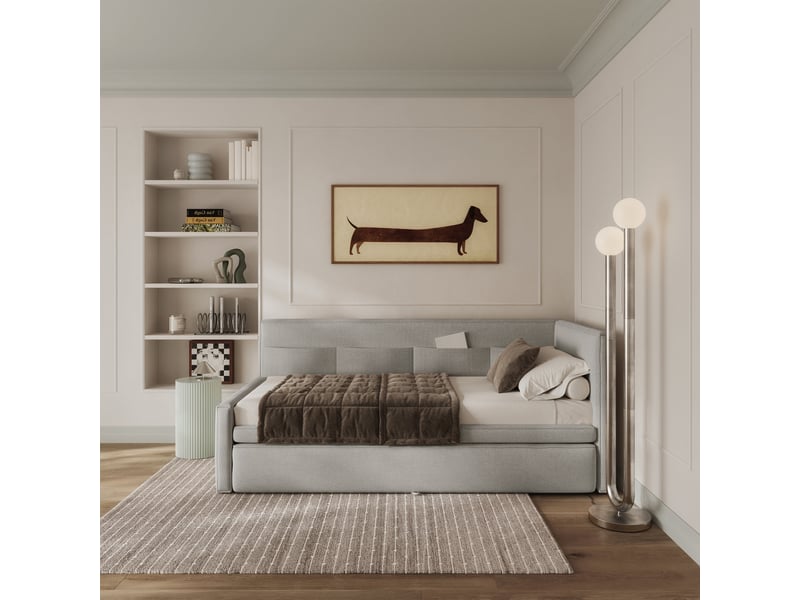  Selsey nesmi - lit rembourré - 90x200 cm - gris clair Nesmi - Conforama C