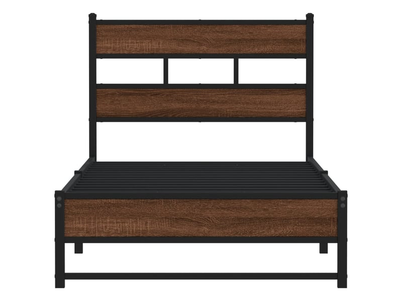  Lit simple- lit adulte -  cadre de lit en métal sans matelas chêne marron 100x200 cm  - Conforama C