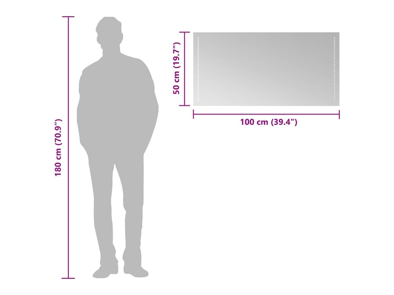 Miroir de salle de bain, miroir de toilette led transparent 100 x 50 cm cf62566 - Conforama E
