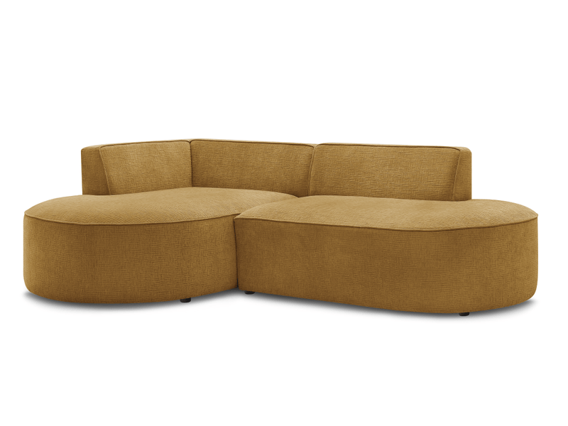 Bobochic canapé d'angle fixe rousseau tissu texturé jaune angle gauche ROUSSEAU - Conforama A