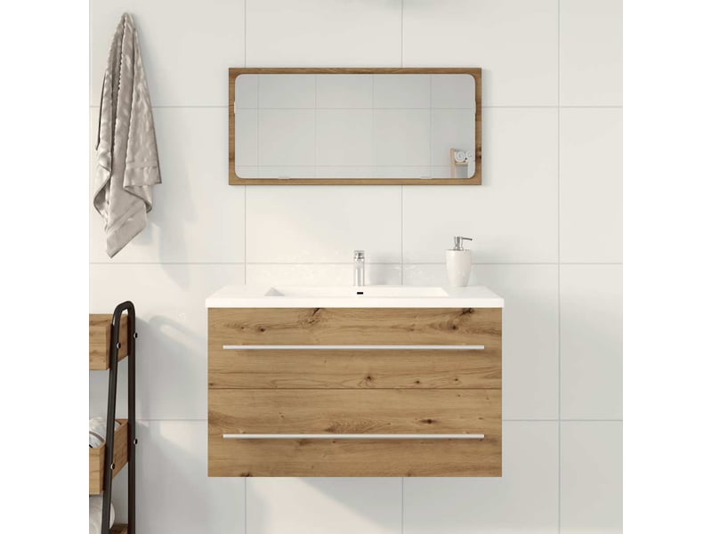  Meuble sous-vasque salle de bain en chêne massif 80x38.5x48cm bois d'ingénierie  - Conforama C