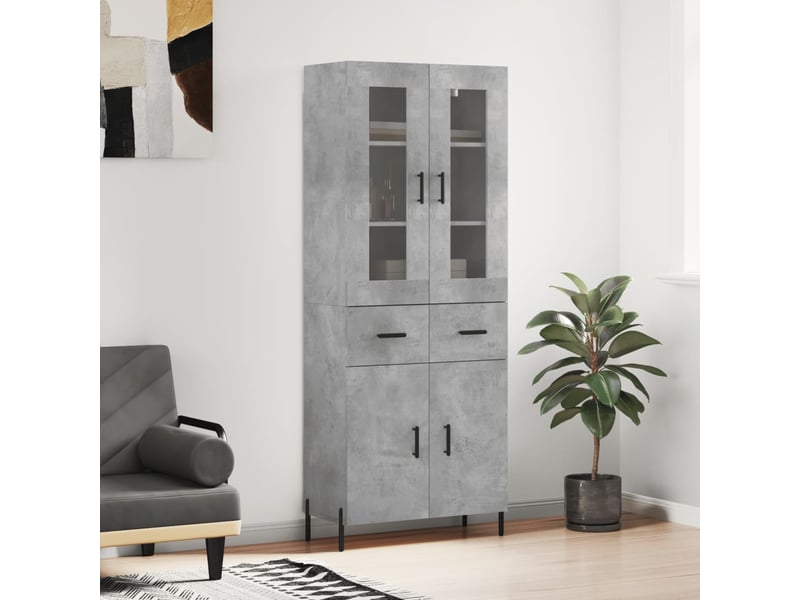  Buffet haut - bahut - meuble de rangement gris béton 69,5x34x180 cm bois d'ingénierie  - Conforama B