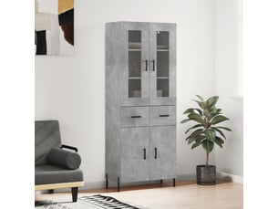 Buffet haut - bahut - meuble de rangement gris béton 69,5x34x180 cm bois d'ingénierie