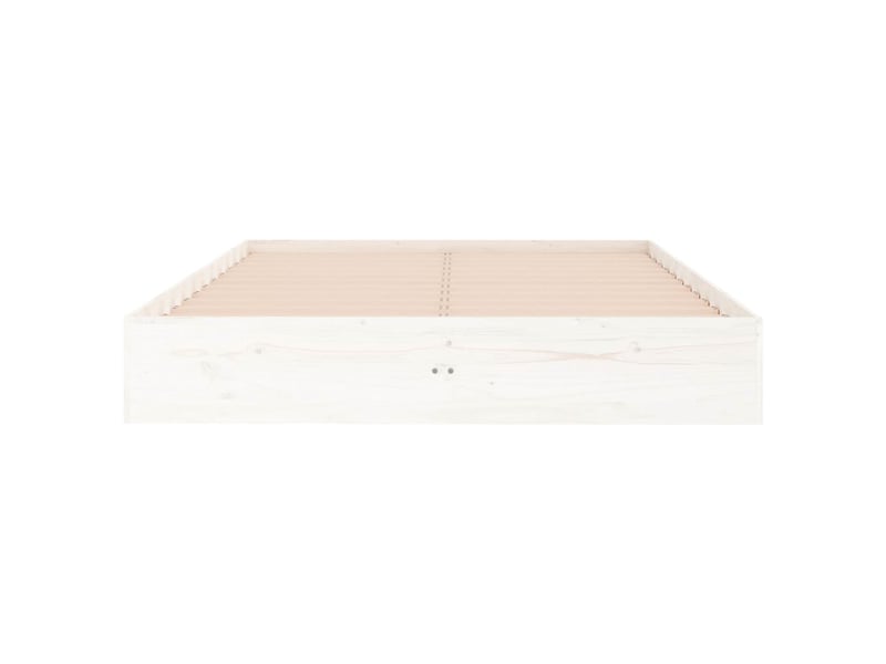  Lit double- lit adulte -  cadre de lit sans matelas blanc bois massif 140x190 cm  - Conforama D