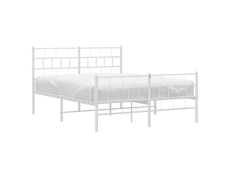  Lit double- lit adulte -  cadre de lit métal sans matelas et pied de lit blanc 150x200 cm  - Conforama B