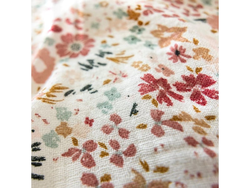  Terre de nuit – housse de couette 260x240 en gaze de coton – motif floral rose – toucher doux – lavage en machine à 30°  - Conforama C