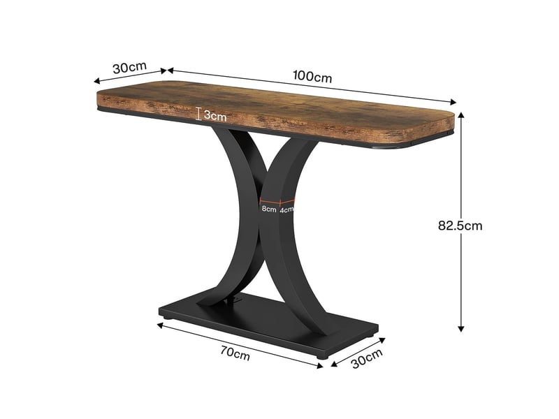  Table console d'entrée en bois et métal marron rustique et noir 100x29,5x82,5 cm  - Conforama C