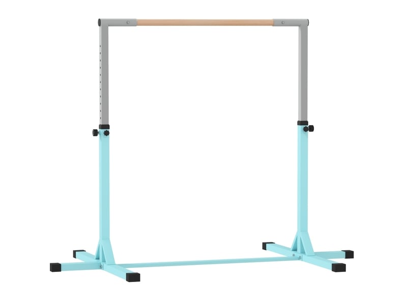  Barre de gymnastique enfant 194x121x92-150 cm – bleu – 13 hauteurs réglables, charge maximale 75 kg – acier et hêtre  - Conforama A