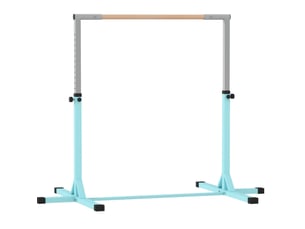 Barre de gymnastique enfant 194x121x92-150 cm – bleu – 13 hauteurs réglables, charge maximale 75 kg – acier et hêtre