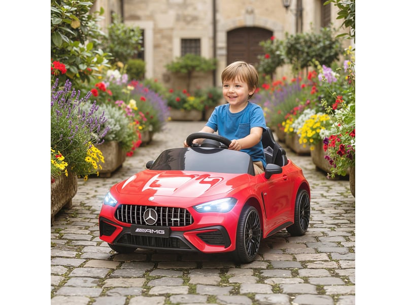 Voiture électrique pour enfants, design mercedes, moteur 12 v, télécommande, lumières led, musique, pour les enfants de 3 à 6 ans, rouge - Conforama C