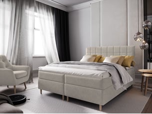 Lit avec rangement 180x200 cm <strong>MASSENO</strong> <strong></strong> coloris beige
