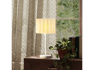Lampe de table style rétro, lampe de chevet, abat-jour en plastique, interrupteur à bouton-poussoir, blanche