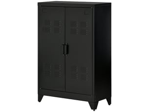 Armoire métallique 2 portes style industriel pour la maison et le garage, 75 x 33 x 110 cm, noire
