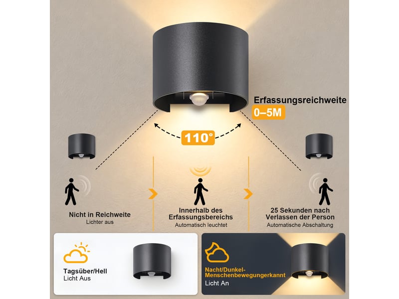  Zmh applique murale led noire 3000 k appliques murales d'extérieur ip54 éclairage up down pour l'entrée ZMH - Conforama C