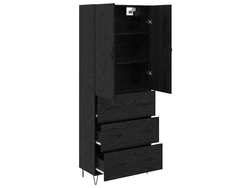 Buffet - haut armoire 2 pc chêne noir 69,5 x 34 x 180 cm - Conforama E