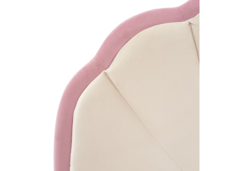  Lit enfant simple en velours blanc et rose 90x200 cm avec tête de lit ondulée et éclairage led, sans matelas  - Conforama E