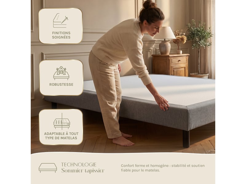  Lit tapissier - bouclette - bianca - blanc - 180x200 4AU.ST.BI.1820.911 - Conforama C