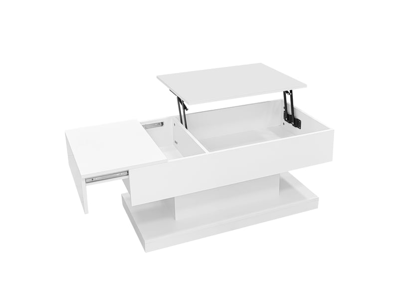 Table basse 100x50x45 cm relevable avec led, blanc - Conforama D