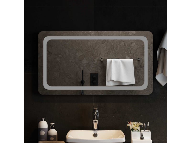  Miroir de salle de bain, miroir de toilette led transparent 90 x 50 cm verre trempé cf62629  - Conforama B