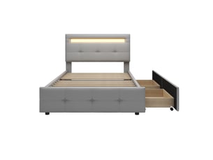 Lit avec rangement 90x200 cm MAISONORA   coloris gris