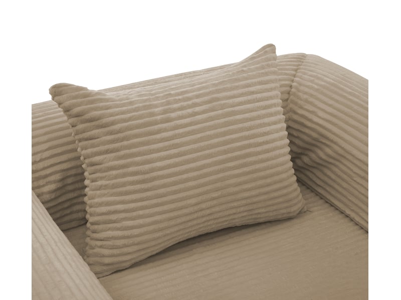  Fauteuil convertible lit 1 place, canapé lit compact avec rangement intégré, revêtement côtelé marron, idéal salon ou chambre  - Conforama W