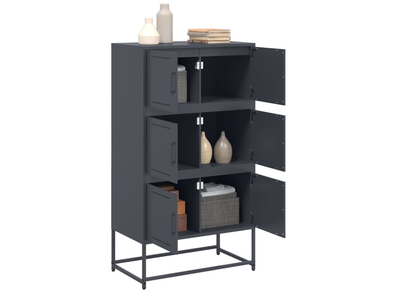  Buffet - bahut - meuble de rangement anthracite 68,5x38,5x123,5 cm acier  - Conforama E