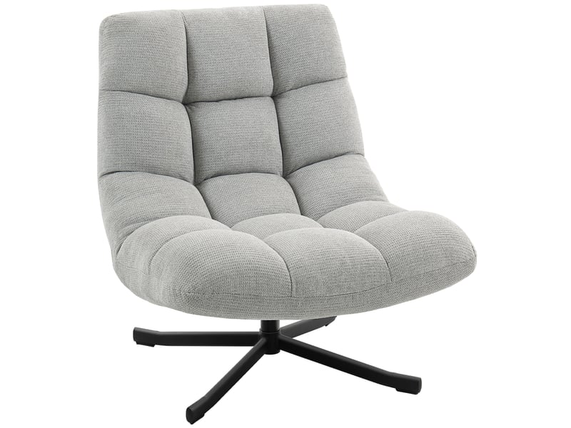  Fauteuil salon sans accoudoirs, chaise pivotante en tissu chenille, 75 x 95 x 90 cm gris clair, assise large  - Conforama B